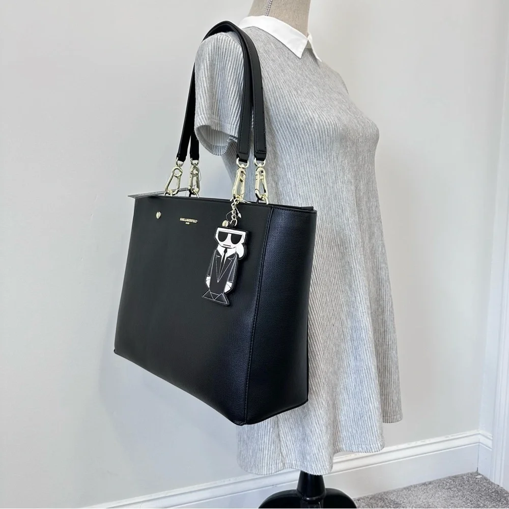 NEW Karl Lagerfeld Paris Adele Tote Carryall Bag in Black